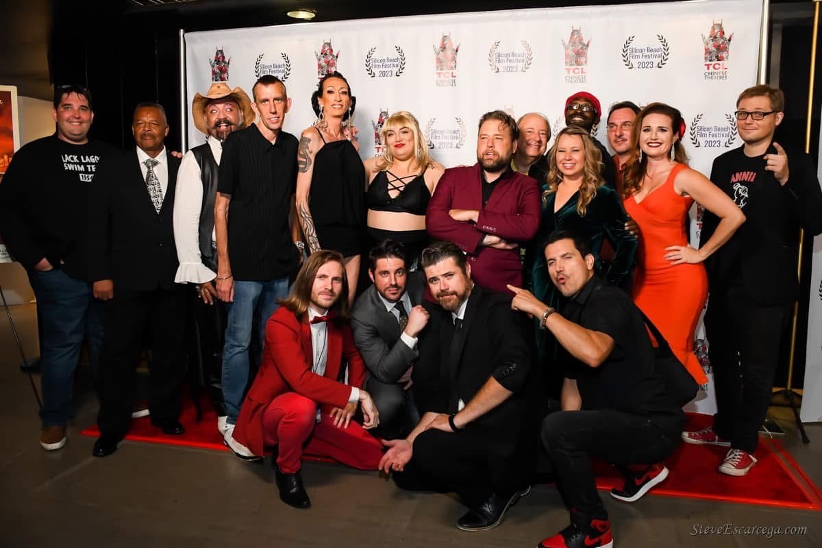 Group photograph of filmmakers and event attendees